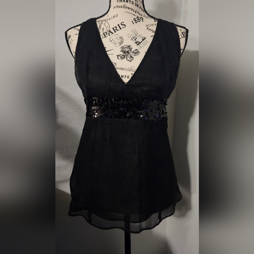 Kenneth Cole New York Black Sequin Blouse